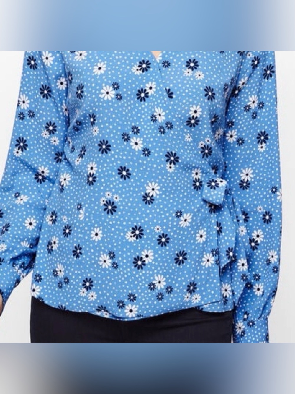 Talbots “Daisy” Poet Sleeve Faux Wrap Blouse Size Medium New NWT - Picture 3 of 4